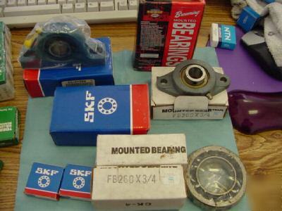 New lot of browning, skf and hub city pillow block +, 