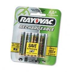 Nimh rechargable batteries, 2,500MAH, aa, 4/pack